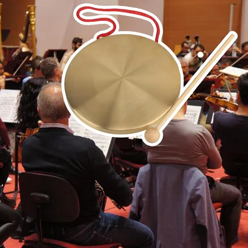 Vista 2 de Yibuy 5.906 in Instrumentos de latón Platillos de cobre Opera Gong con Ronda Play Hammer Drumstick