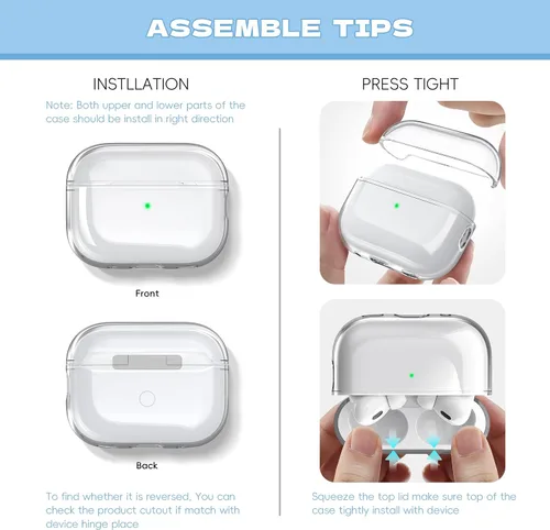 Vista 8 de Funda para Estuche de Airpods Pro de 2ª/1ª Generación, Compatible con Estuche de Airpods Pro de 2ª Gen Puerto de Carga USB C, Funda Suave