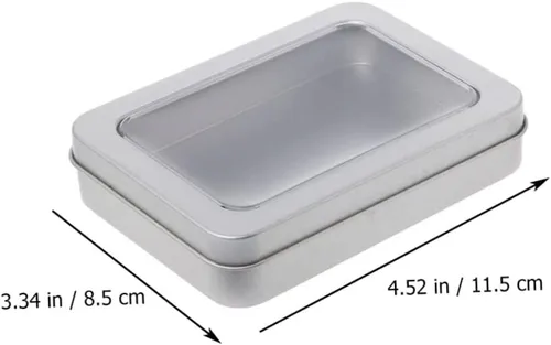 Vista 5 de UKCOCO Caja de almacenamiento USB, 4 unidades de caja vacía de metal para pulgar, caja de lata rectangular con tapa, tarro de almacenamiento