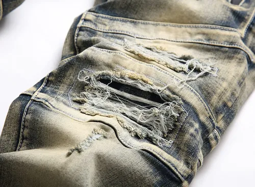 Vista 4 de AITITIA Jeans de corte recto lavado con cremallera para hombre