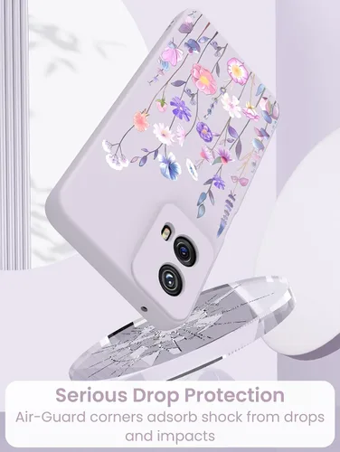 Vista 7 de Yucenx Funda para Motorola Moto G 5G 2024 de 6.6 pulgadas, funda de silicona líquida floral para niñas y mujeres, a prueba de golpes, antiarañazos