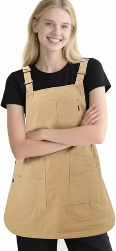 Vista 9 de Delantales para mujer con bolsillos, ajustables, de doble cara, duraderos, ligeros, para cocinar, cocinar, cocina, restaurante