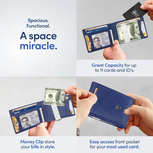 Vista 3 de TRAVANDO Mens Slim Wallet with Money Clip AUSTIN RFID Blocking Bifold Credit Card Holder for Men with Gift Box