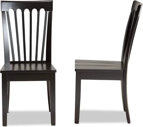 Vista 5 de Baxton Studio Minette - Juego de sillas de comedor de transición, madera marrón oscuro, 2 piezas