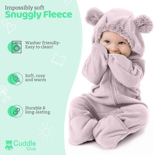 Vista 38 de Enterizo de vellón para bebé, rómper de una sola pieza con capucha para niños, ropa para exteriores, chaqueta infantil