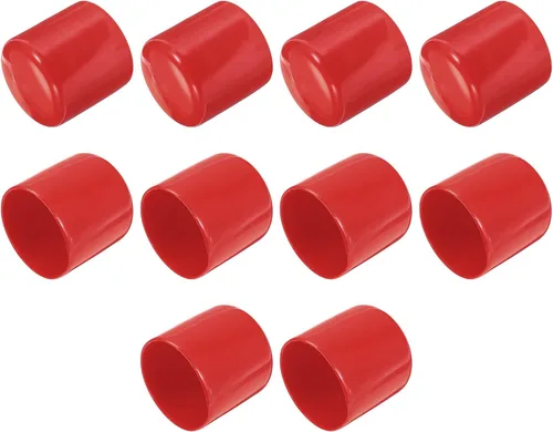 Vista 205 de uxcell 10 tapas de goma para extremos de 0.591 in de identificación, tapa de extremo redondo, protectores de rosca de tornillo, color negro