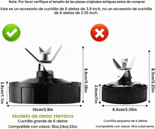 Vista 3 de Cuchilla extractor hembra de 6 aletas para Ninja Auto iQ Blender