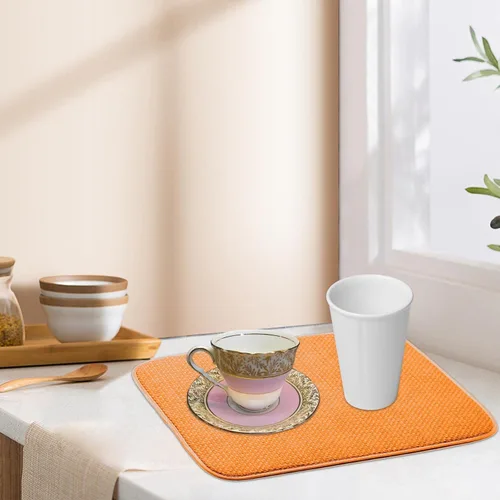 Vista 2 de Tapete de secado de platos para mantel individual de cocina, 16.1 x 18.1 in, reversible, antideslizante, tapete de secado para fregadero, tapete