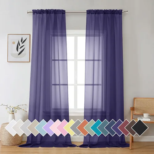 Vista 107 de Aiyufeng 2 paneles de cenefa transparente negra de 14 pulgadas de largo, cortinas cortas negras transparentes para dormitorio, cortinas de cocina