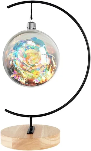 Vista 6 de CXLE Soporte de exhibición de adornos, soporte de adorno de hierro para colgar globo de vidrio para plantas de aire, terrario, bola de bruja, adorno