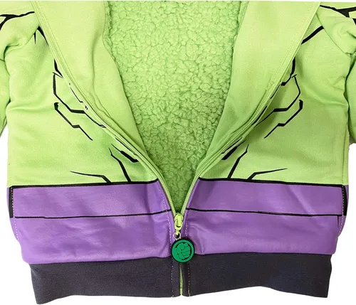 Vista 5 de Marvel The Incredible Hulk - Sudadera con capucha de forro polar Sherpa para niños