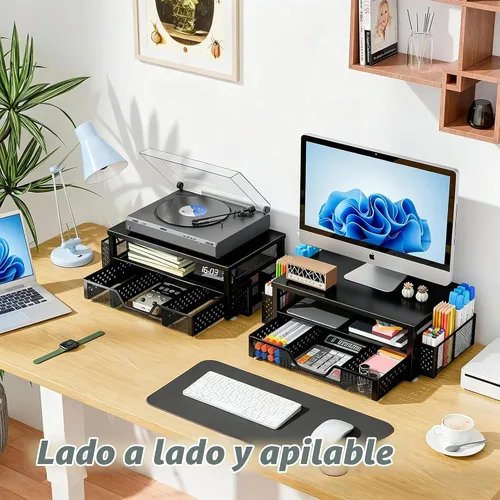 Vista 2 de Simple Trending Organizador de escritorio y accesorios, soporte elevador
