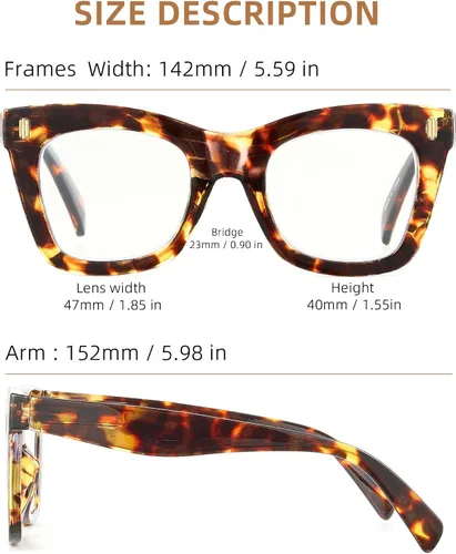 Vista 5 de JM - Paquete de 4 anteojos de lectura sobredimensionados para mujeres, estilo ojo de gato a la moda, estilo Oprah, con bloqueo de luz azul, anteojos