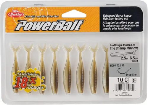 Vista 2 de Berkley PowerBait The Champ Minnow - Cebo suave de pesca, calabaza verde, 3.4 pulgadas