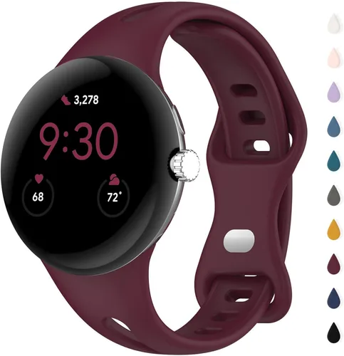 Vista 9 de Correas delgadas compatibles con Google Pixel Watch 4 3 (41mm)/Pixel Watch 2 1, correas ajustables transpirables de silicona suave deportiva
