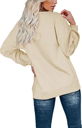 Vista 55 de KINGFEN Sudadera de manga larga con cremallera de un cuarto para mujer