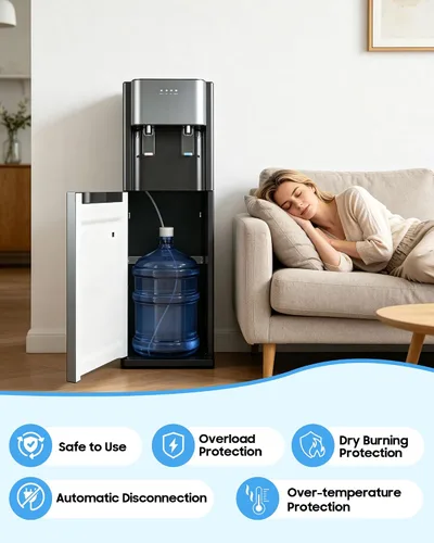 Vista 4 de Dispensador de enfriador de agua para botella de 5 galones, 3 ajustes de temperatura Bottom Loading Water Dispenser with Anti-Dry