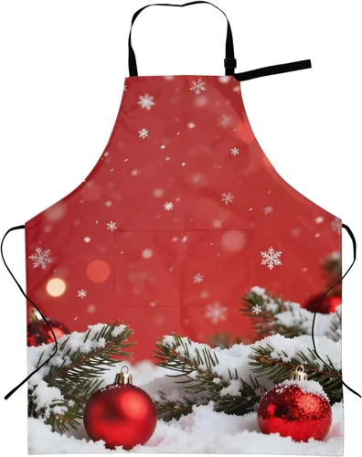 Vista 14 de Delantal de cocina a cuadros rojos y verdes para mujer con cuello ajustable, tamaño adulto, para cocina, pintura, regalo