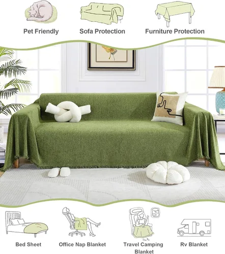 Vista 3 de Beacon Pet Funda de sofá para sofá de 3 asientos, funda para perro, funda de sofá biplaza, en forma de L (330 gsm-verde, 71 x 134 pulgadas)