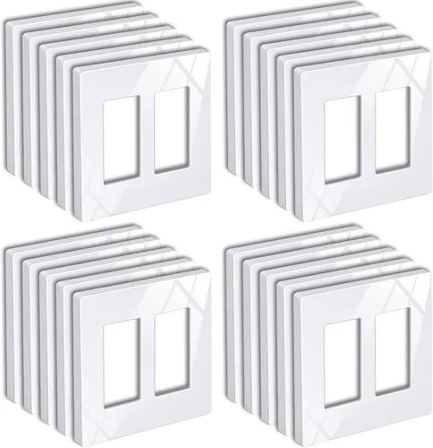 Vista 12 de BESTTEN Placa de pared sin tornillos de 5 segmentos, cubierta de enchufe decorador, placa decorativa para interruptor, serie blanca nieve brillante
