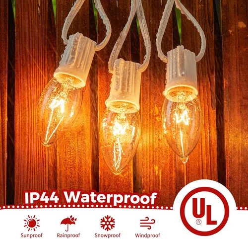 Vista 3 de Brightown Tira de luces de bombillas C9 de 25 pies para exterior, luces de Navidad blancas para patio, habitación, fiesta navideña, decoración