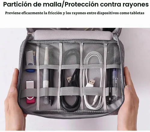 Vista 7 de Bolsa organizadora de cables de viaje, bolsa organizadora de cables impermeable para accesorios electrónicos para cables, cables, cargadores