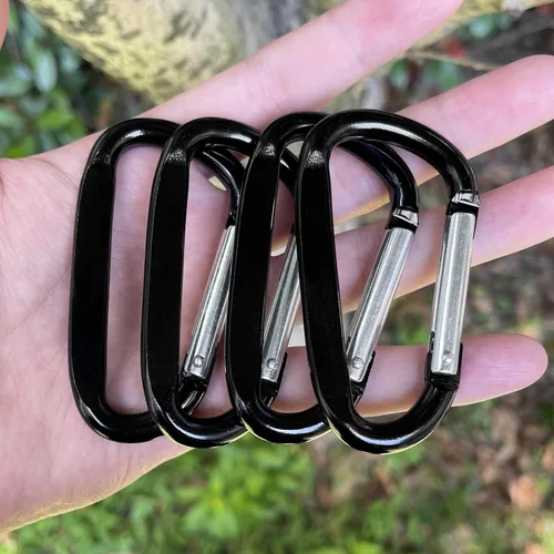 Vista 6 de Clips de mosquetón de aluminio de 3 ", hebilla de gancho de mosquetón de llavero con forma de anillo D 12PCS