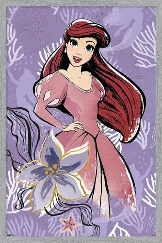 Vista 14 de Disney Ultimate Princess Celebration - Póster de pared de Ariel, 22.4 pulgadas de largo x 14.7 pulgadas, versión enmarcada en madera de granero