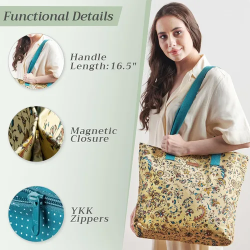 Vista 4 de Maison d' Hermine - Bolsa de lona de algodón reutilizable para mujeres, con asa para el hombro, bolsas a granel para compras y viajes