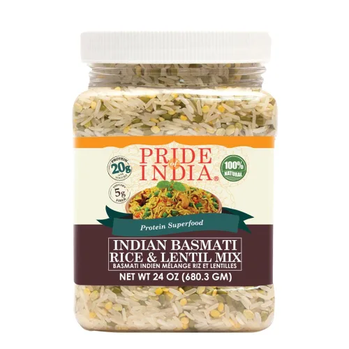 Vista 3 de Pride Of India - Paquete de 6 - Mezcla de arroz basmati integral indio y cocari de lentejas - Superalimento proteico, tarro de 1.5 libras