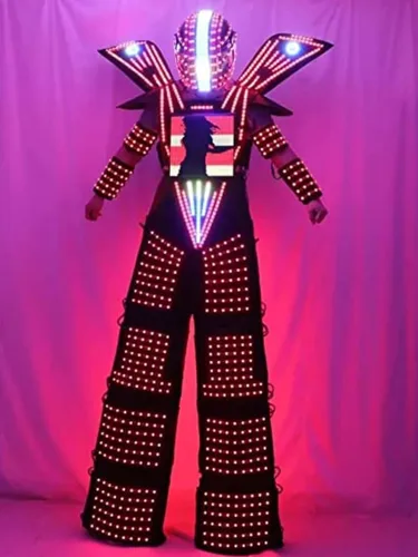 Vista 5 de Earthradius Ropa de disfraz de robot LED para caminar, chaqueta luminosa, traje de robot, accesorios de DJ para hombres