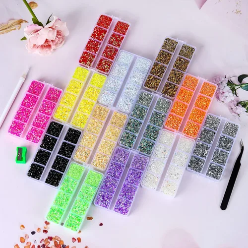 Vista 7 de 10400 diamantes de imitación beige, cristales de resina de gelatina para uñas, cristales de bricolaje con parte trasera plana no termoadhesivos