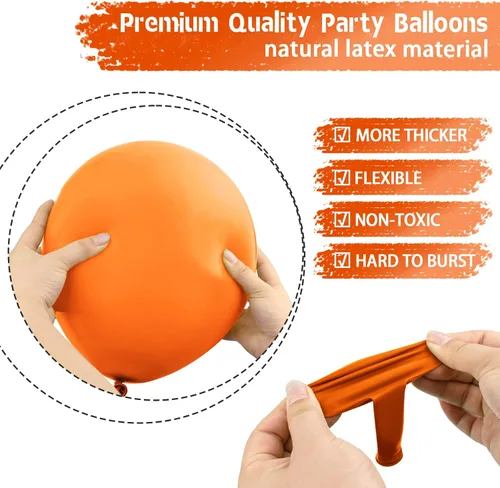 Vista 4 de Globos naranjas – 70 unidades de 12 pulgadas naranja quemado para otoño, baby shower, cumpleaños, Halloween, decoraciones de Navidad