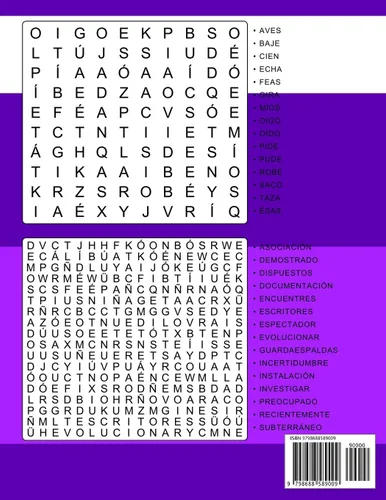 Vista 2 de Sopa De Letras En Español Letra Grande 500 Rompecabezas Para Adultos, Adultos Mayores, Adolescentes (Número 7) 500 Spanish Word Search Puzzle Large