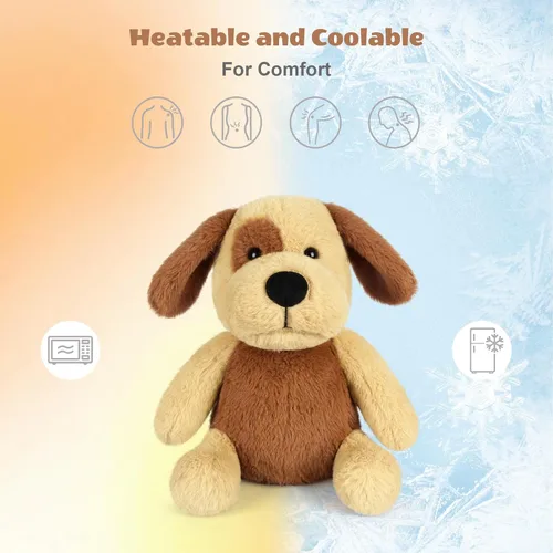 Vista 3 de SuzziPals Animales de peluche de perro Beagle calentables y refrigerables, almohadilla térmica para microondas para calmar y relajar, peluche