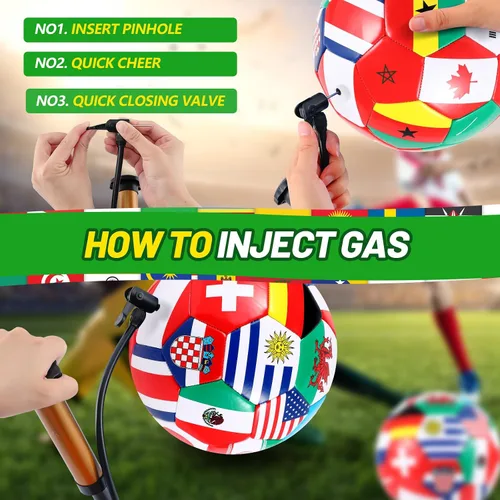 Vista 3 de Realspring Balón de fútbol tamaño 5 para fiesta, operación de Navidad, bolas de fútbol con bomba y bolsa de almacenamiento para deportes