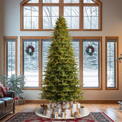Vista 35 de Glitzhome Árbol de Navidad preiluminado, abeto artificial realista de 7.5 pies con 1,668 puntas y 680 luces centelleantes C3, 10 funciones de Aspen