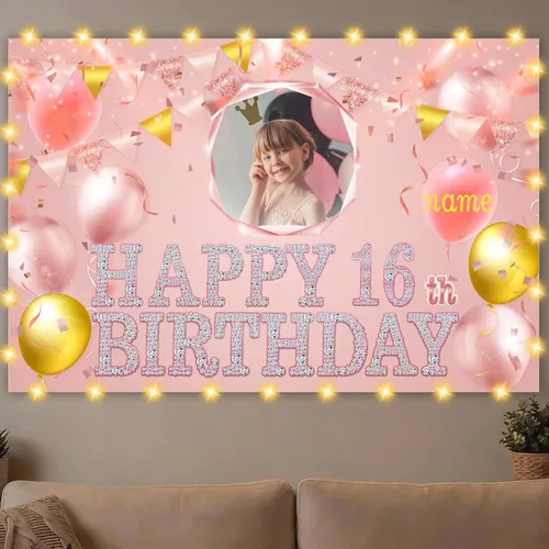 Vista 7 de Dicodes Decoraciones de cumpleaños de unicornio personalizadas para niñas, pancarta de cumpleaños de unicornio, decoración de cumpleaños de princesa