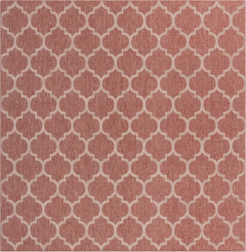 Vista 31 de Unique Loom Outdoor Trellis Collection Alfombra de Área (5' 1" x 8' Oval, Aguamarina/Gris)