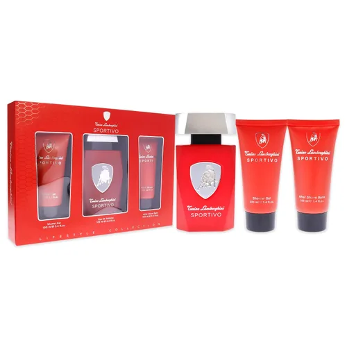 Vista 3 de Tonino Lamborghini Lamborghini Sportivo - Set de regalo de 3 piezas para hombre, 4.2 onzas EDT, bálsamo para después del afeitado, gel de ducha