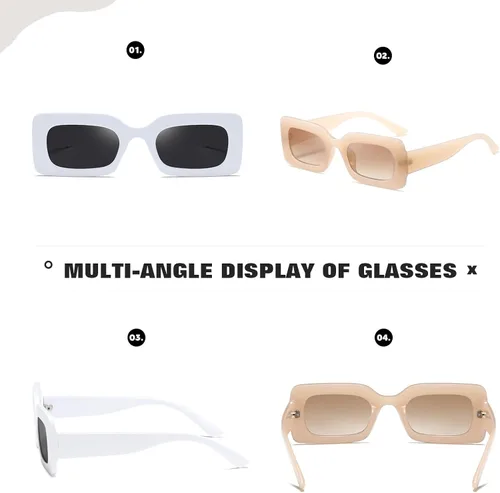 Vista 4 de TIANYESY Gafas de sol de moda para mujer y hombre, tonos cuadrados multicolor (jade suave + blanco), Jade suave+blanco