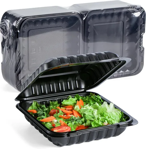 Vista 8 de YANGRUI Recipientes Desechables de 7.8" 30 oz Paquete de 65 - Envuelto en Plástico Retráctil Contenedor de Alimentos de Plástico PP Relleno