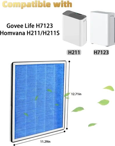 Vista 2 de Filtro HEPA H7123 compatible con purificadores de aire Govee Life H7123 y Homvana H211/H211S, 4 en 1 True HEPA y filtro de carbón activado de alta