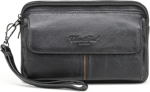 Vista 13 de Cartera organizadora de cuero para hombre con ranuras protectoras para tarjetas de crédito
