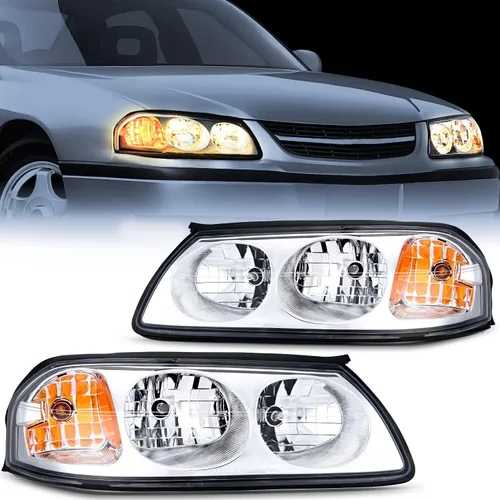 Vista 8 de Nilight Conjunto de faros compatible con 2000 2001 2002 2003 2004 2005 Chevy Impala Faro de repuesto con carcasa negra y reflector ámbar