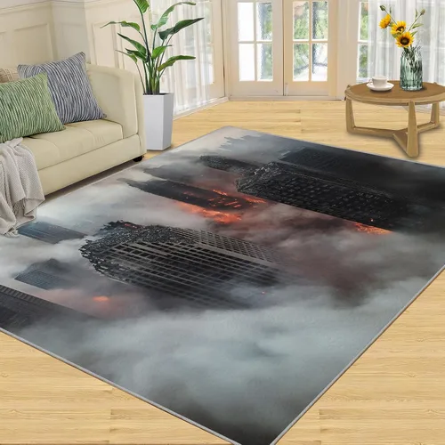 Vista 19 de Alfombras onduladas negras y blancas para dormitorio, alfombra de área abstracta, alfombras geométricas para sala de estar, alfombra antideslizante