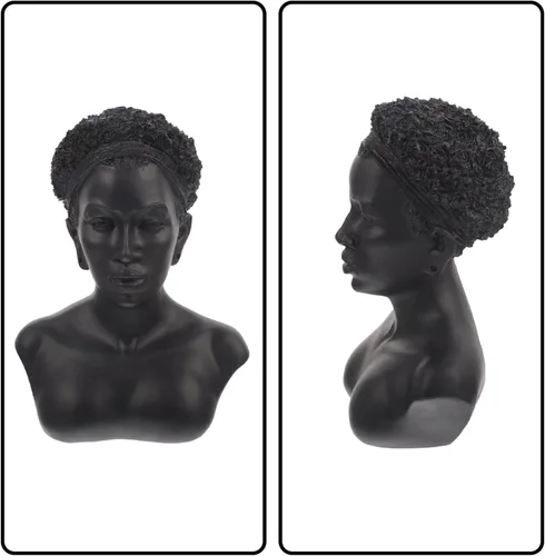 Vista 5 de Zerodeko Negro Africano Joyería Busto Maniquí Resina Joyería Collar Pendiente Colgante Soporte de Exhibición Organizador Decoración del Hogar