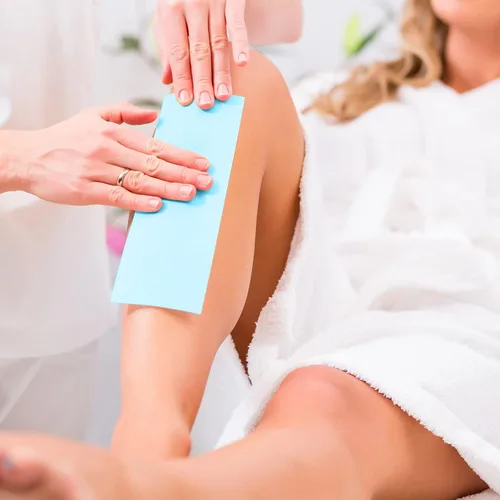 Vista 5 de Juego de 400 tiras de cera, tiras de eliminación de cera no tejidas con aplicador de cera para herramientas de depilación facial y piel corporal Azul