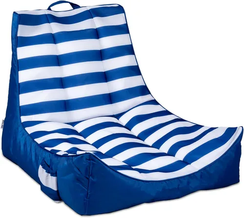 Vista 18 de Big Joe flotador Captain's Caddie sin necesidad de inflar para piscina con portavasos, hibisco tropical y aqua de doble lado con malla, tela
