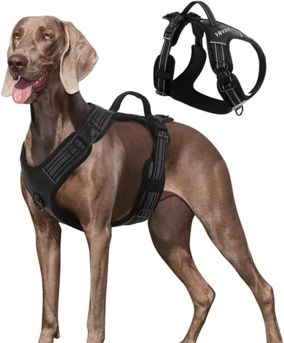 Vista 2 de Arnés para perro sin tirones con asa, chaleco táctico reflectante ajustable para perros medianos y grandes, chaleco acolchado de ajuste cómodo
